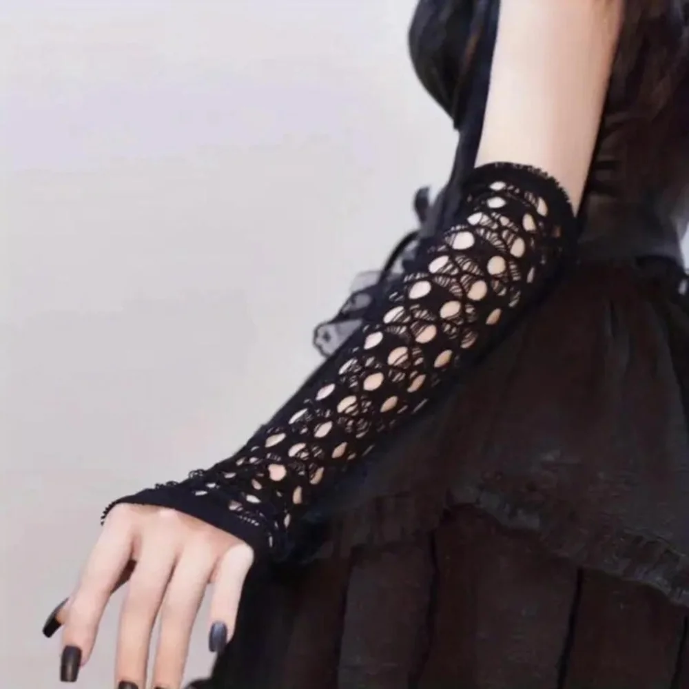 Black Hollow Out, Elegant Decorative Arm Cover, Leisure Style Fingerless Sleeves